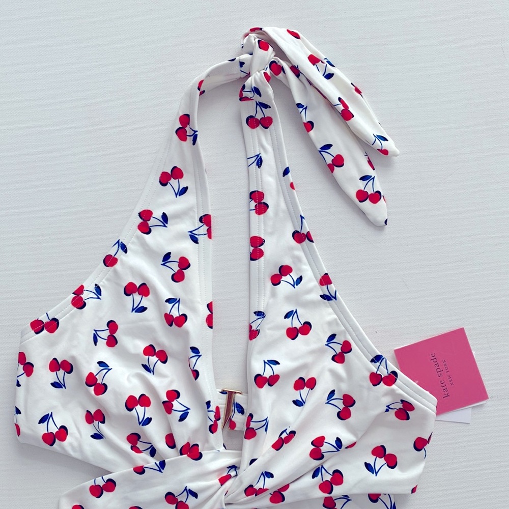 Kate Spade New York Knotted Halter One Piece Swimsuit Cherry Toss - Picture 4 of 7